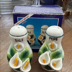 Y2K NIB vintage Italian made Calla Lily Salt and Pepper Shakers